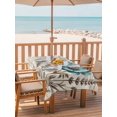 thumbnail image 3 of 60x84 Inch Outdoor Tablecloth with Umbrella Hole Zipper Rectangle Vintage Teal Floral Rectangular Tablecloths Outside Waterproof Retro Flowers Butterfly Patio Table Cloth Cover for Picnic Party, 3 of 8