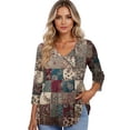 thumbnail image 4 of Women's V Neck 3/4 Sleeve Tunic Tops for Leggings Casual Dressy T-Shirts Blouses Beige XL, 4 of 4