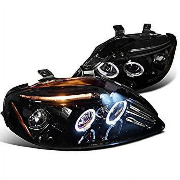 Spec-D Tuning 2LHP-CV99G-TM Honda Civic Dual Halo Led Glossy Black Projector Headlights
