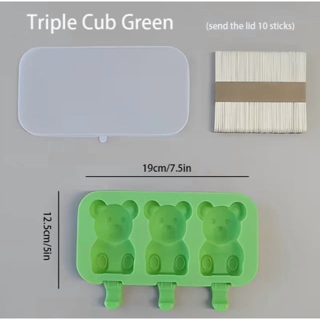 1 molde de helado de silicona con forma de oso lindo con tapa, sin PVC, adecuado for paletas heladas caseras y palitos de queso, imprescindible en la cocina