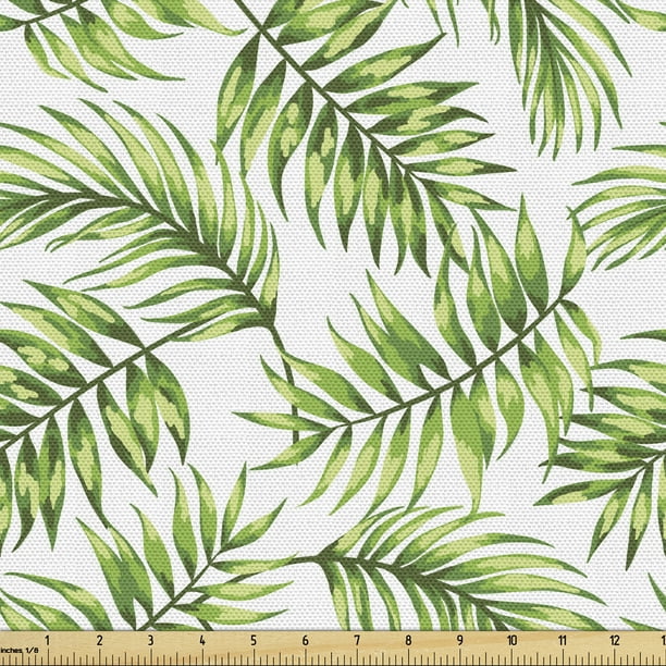 Palm Leaf Upholstery Fabric by the Yard, Exotic Pattern with Tropical