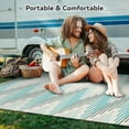 thumbnail image 7 of SIXHOME Outdoor Rug Carpet 5'x8' Waterproof Reversible Patio Rug Portable Modern Indoor Outdoor Rug Plastic Straw Rug for RV Camping Garden Picnic Deck Backyard Boho Porch Decor Teal and Gray, 7 of 7