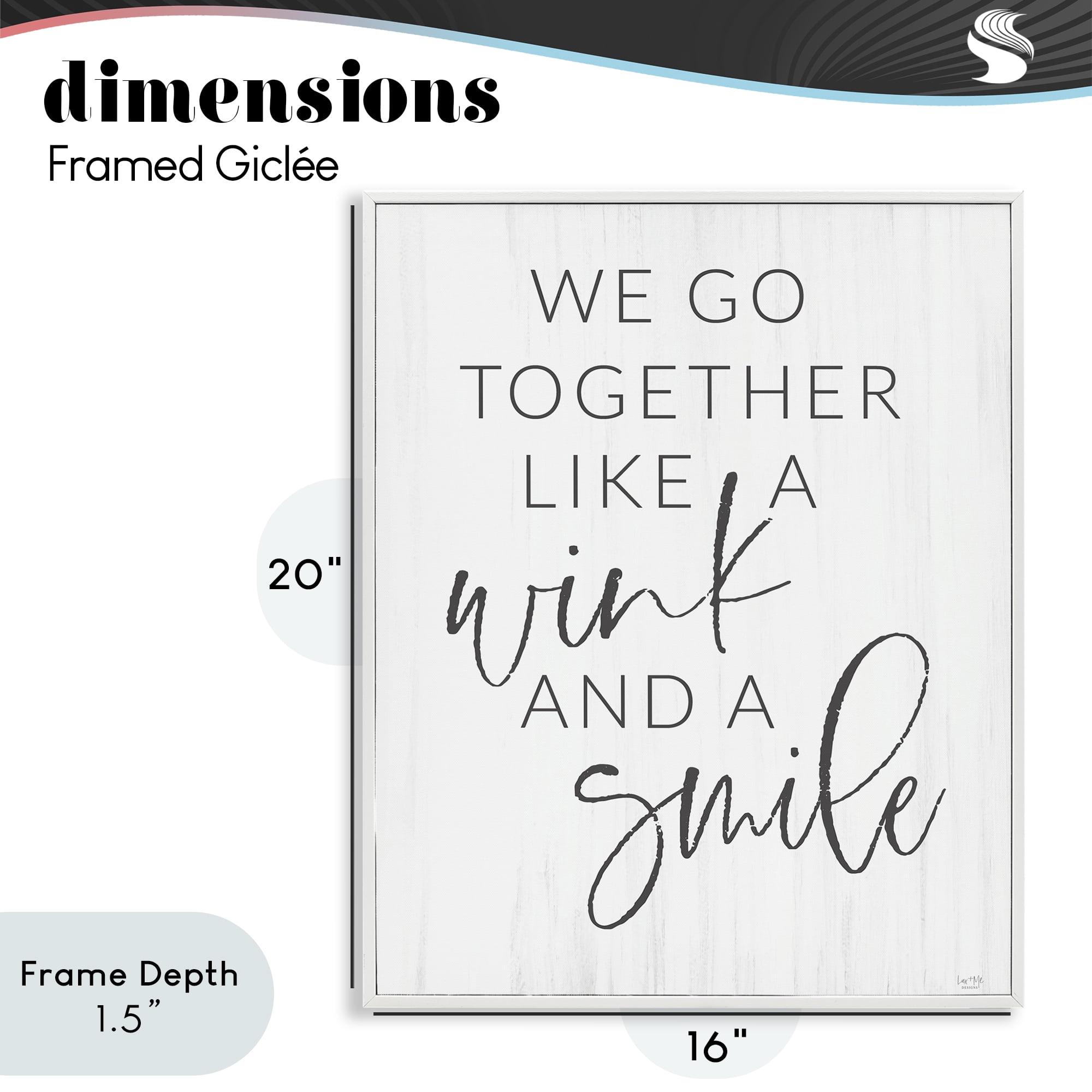 Stupell Industries Go Together Like Wink & Smile White Framed Giclee Art, design by Lux + Me Designs