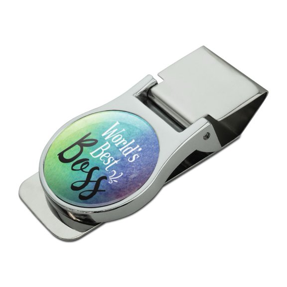 World's Best Boss Satin Chrome Plated Metal Money Clip