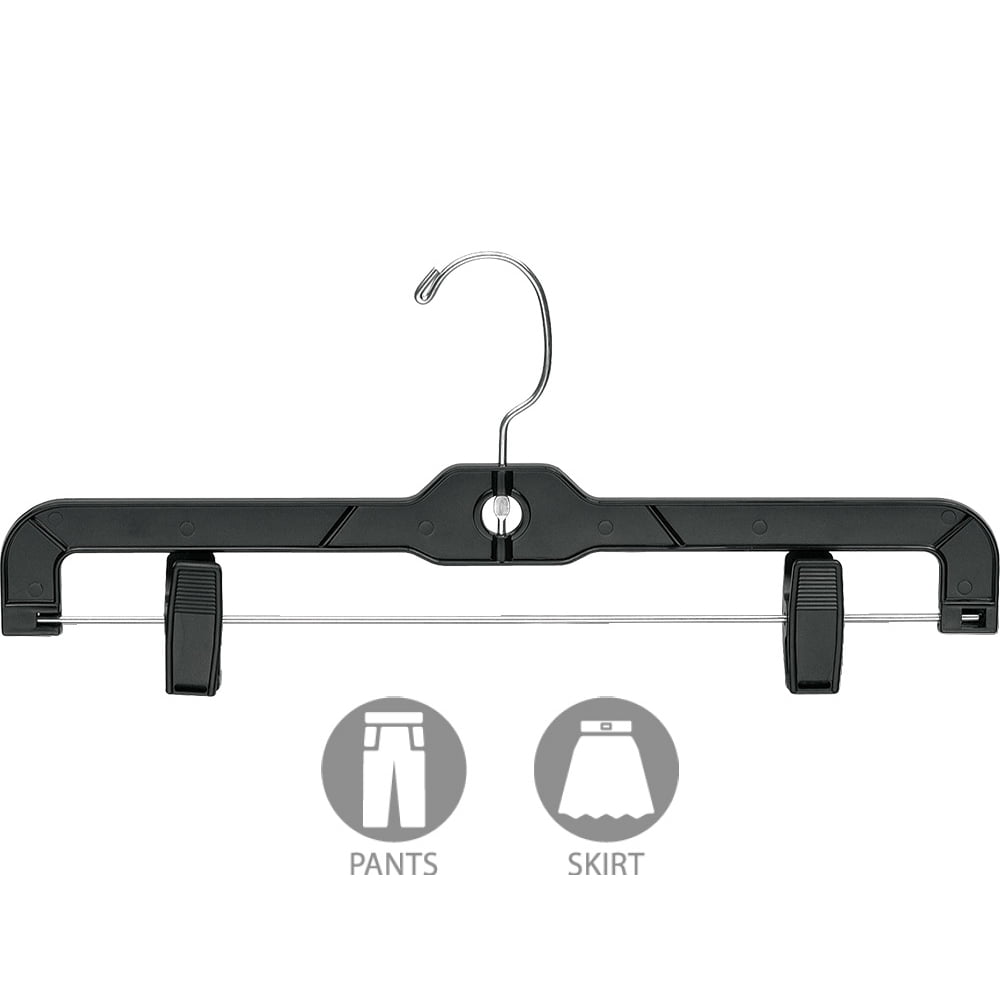 Matte Black Plastic Bottom Hanger, Box of 100 Space Saving Hangers w