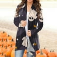 thumbnail image 2 of Xudanell Women Halloween Sweatshirt Print V Neck Cardigan Cute Oversized Women Clothes for Halloween Celebrations Black XL, 2 of 4