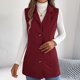thumbnail image 1 of Chaquetas y abrigos casuales sin mangas y sin capucha para mujer, de color liso, informales, para otoño/invierno, con botones y cuello vuelto, chaquetas, camisa de poliéster para mujer, 1 of 8