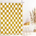 thumbnail image 1 of Aesthetic Checkerboard Grid Pattern Shower Curtain, White Yellow Modern Shower Curtain Sets Decoration 71x71 Inch with plastic hooks, 1 of 6