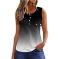 thumbnail image 1 of Gibobby Camiseta sin mangas con cuello en V informal para mujer Camiseta con cuello en V y estampado degradado(Negro,CH), 1 of 4
