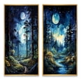 thumbnail image 2 of Designart "Midnight Serenity Blue Pine Tree Landscape III" Tree Pine Framed Wall Art Set Of 2 - Blue Floral Framed Canvas Set For Living Room Decor, 2 of 7