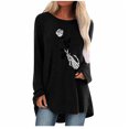 thumbnail image 1 of Camiseta de manga larga suelta con cuello redondo y estampado informal para mujer de Halloween, blusa, camisas Pompotops  FGAJ4992, 1 of 4