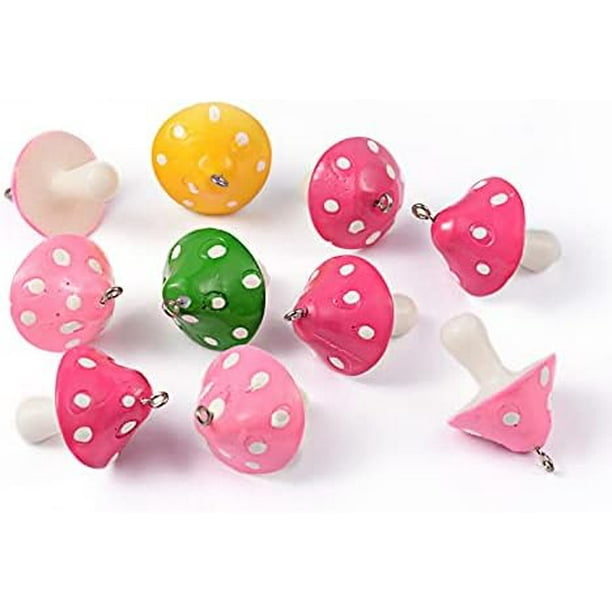 10 colgantes de resina con forma de seta, colores surtidos, accesorios de joyería con forma de seta.