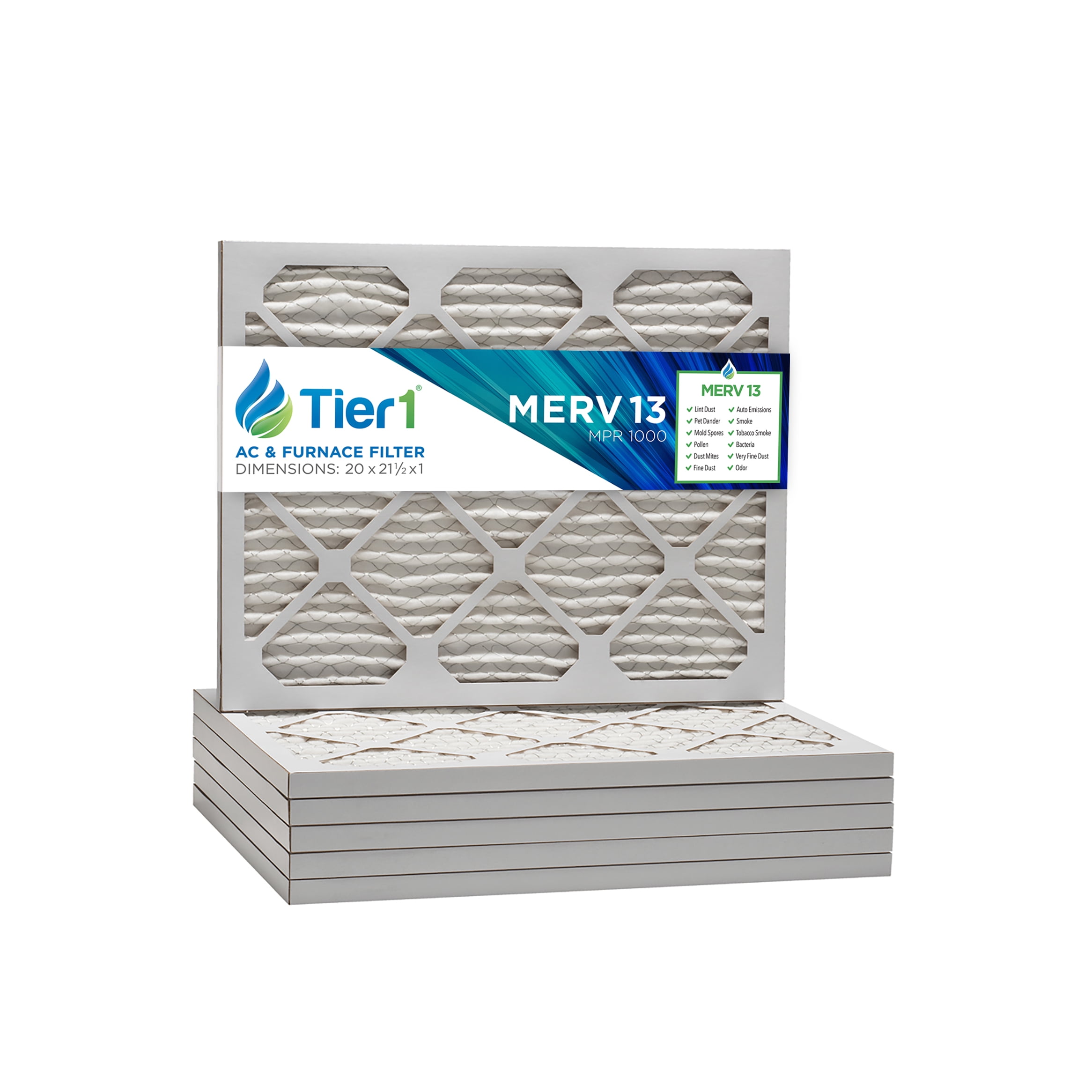 Tier1 21-1/2x23-3/8x1 Ultra Allergen Merv 11 Replacement Furnace Filter 6 Pack 