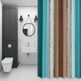 thumbnail image 4 of Brown Blue Striped Shower Curtain for Bathroom Decor, Modern Vintage Wood Texture Rectangle Waterproof Fabric Shower Curtain, 72"x72" Set with 12 Hooks, 4 of 9