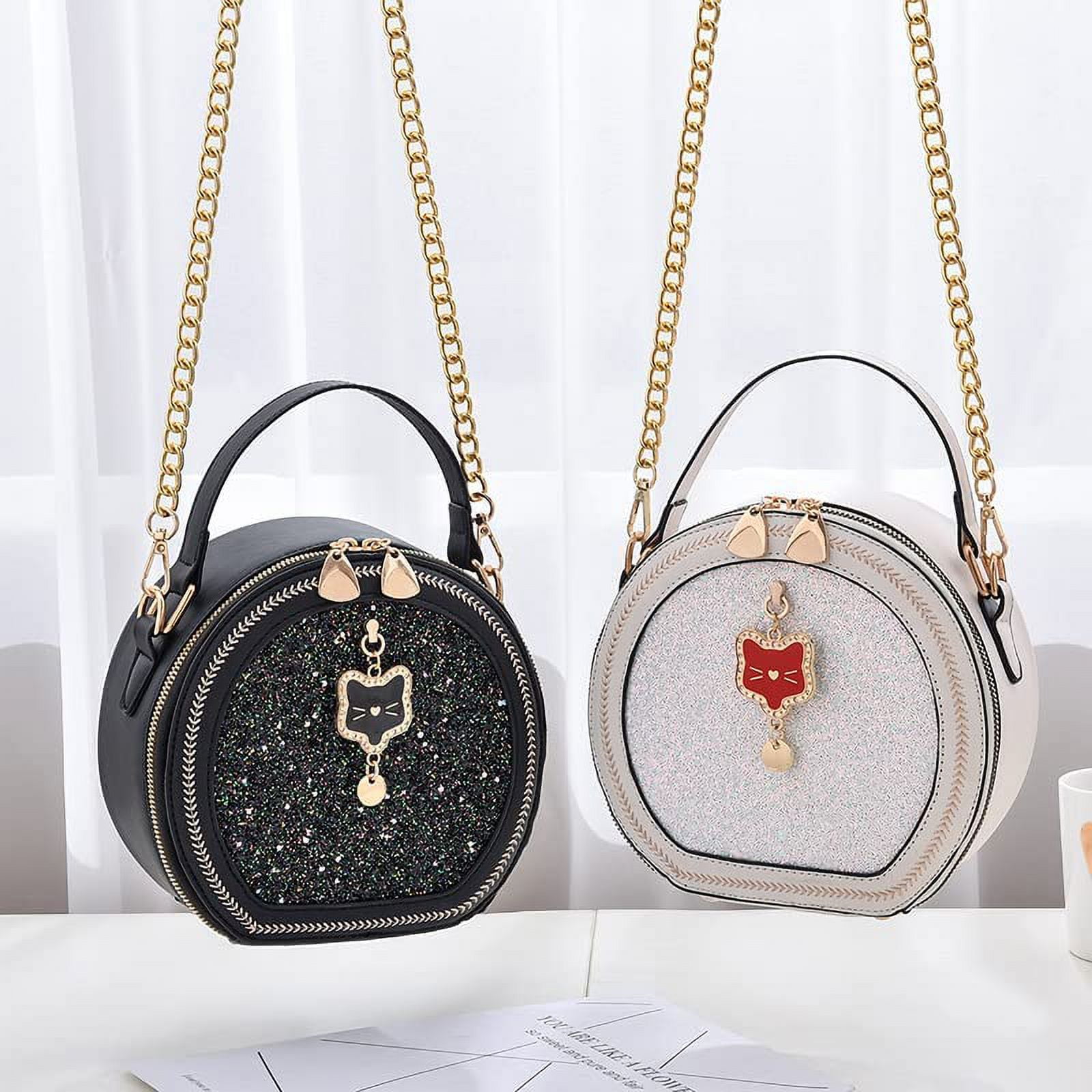 Round Shaped Handbag for Women, Pu Leather Crossbody Purses
