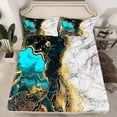 thumbnail image 2 of jejeloiu Abstract Fulid Art Twin Sheet Sets,Vintage Marble Desgin Twin Fitted Sheet,Gold Blue White Flat Sheet For Adults,Breathable Home Decor,3pcs, 2 of 7