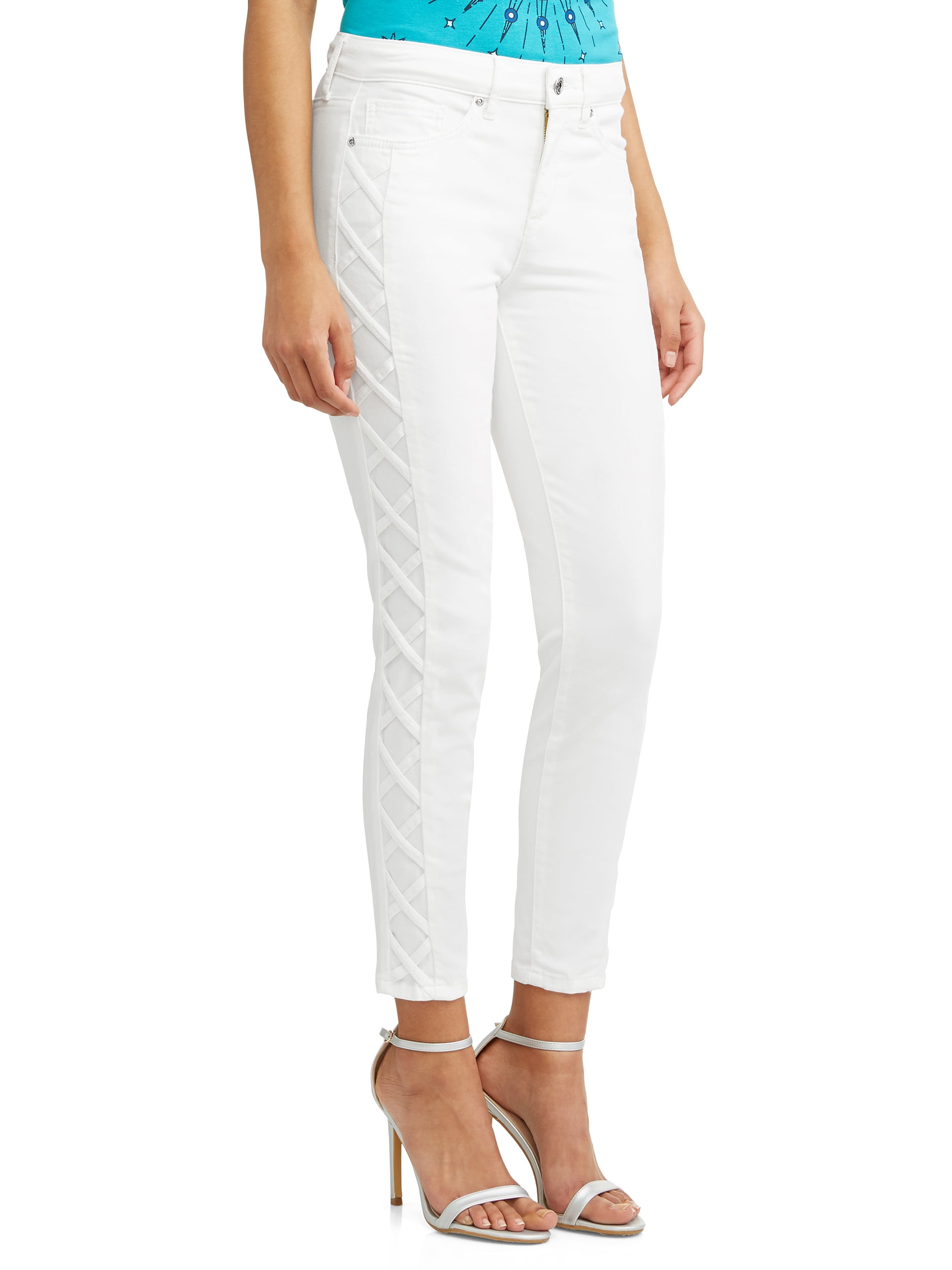 womens jeans with lace up sides