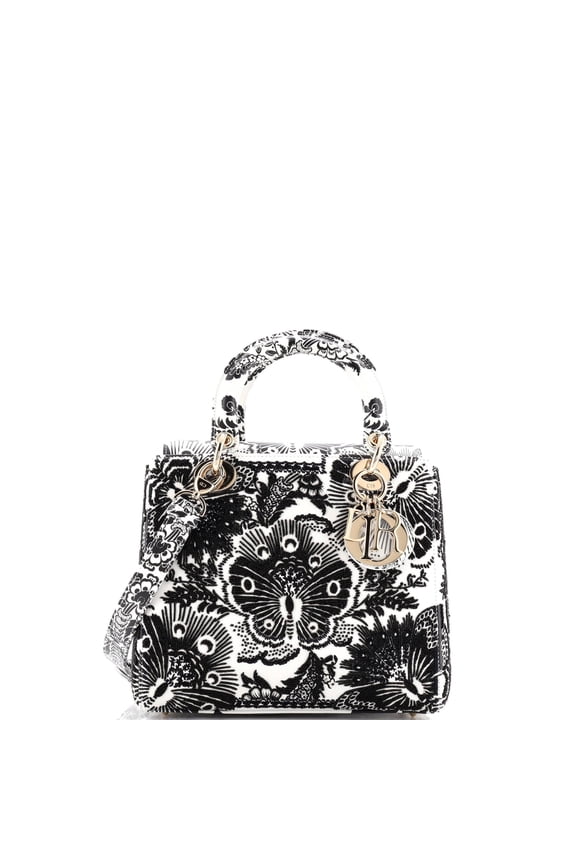 Pre-Owned Lady Dior Bag Embroidered and Beaded Leather Medium By Rebag