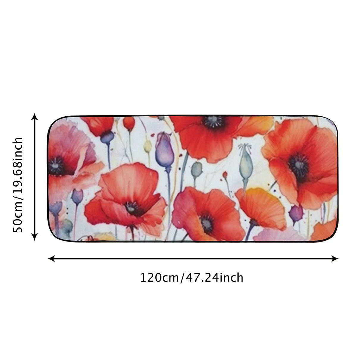Qinduosi Doormats Watercolor Seamless Red Poppies Door Mat Entryway Doormat (Rubber Backing) Outdoors/Indoor/Bathroom/Kitchen/Bedroom/Entryway Floor Mats 19.68*47.24 in