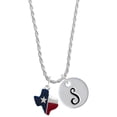 thumbnail image 1 of Delight Jewelry Silvertone Red and Blue Texas Silvertone Script Initial Disc - S - Charm Necklace, 20"+3", 1 of 4