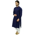 thumbnail image 3 of Atasi Men's Blue Designer Kurta Pyjama Set Long Cotton Shirt Wear-Small, 3 of 7