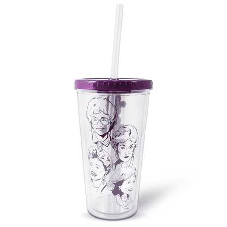Just Funky the Golden Girls Squad Goals Carnival Plastic Purple Leak Proof Beverage Container 20 oz