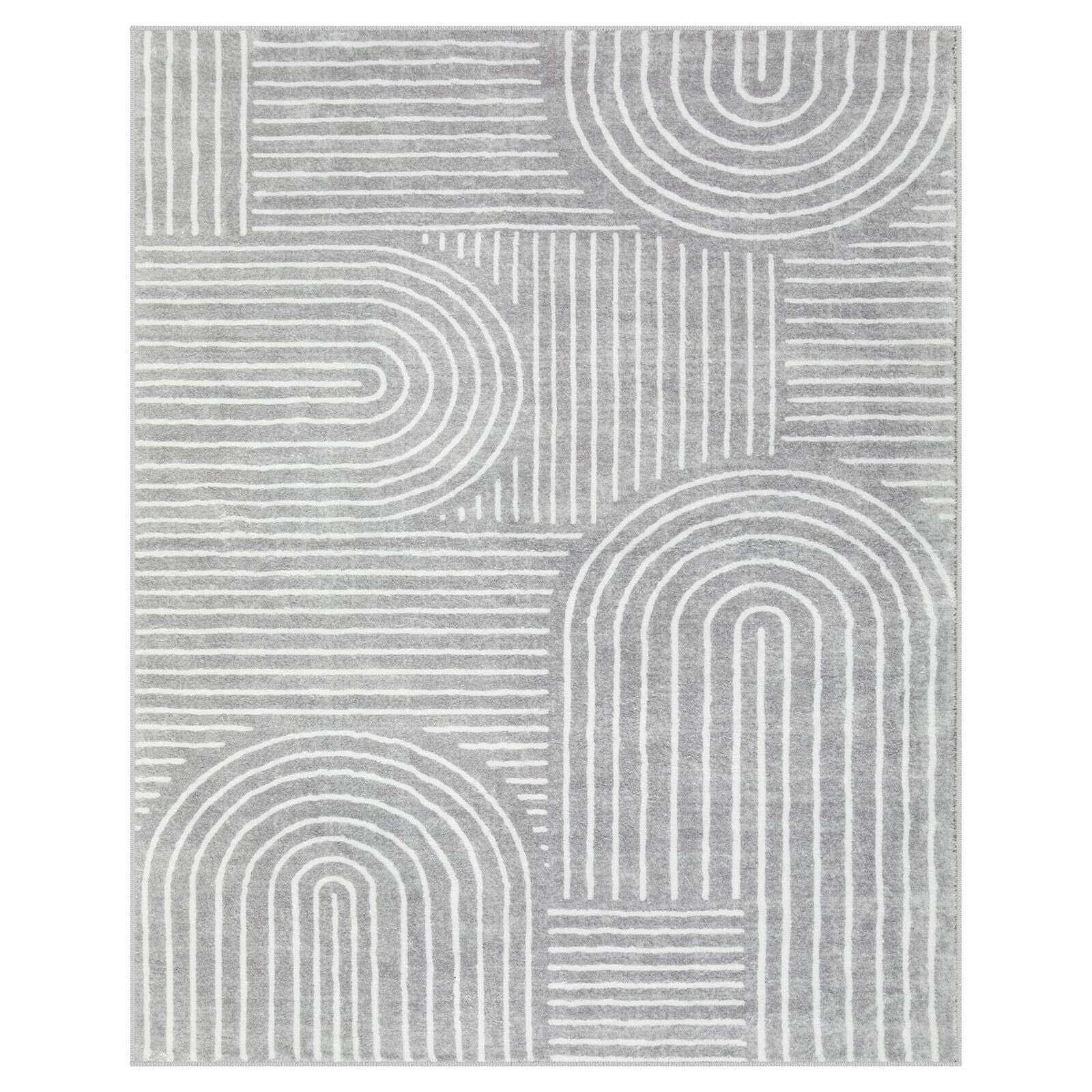 Moynesa 8'x10' Abstract Area Rugs for Living Room, Ultra-Thin Soft Washable Rug Non-Slip Large Modern Bedroom Rug Non-Shedding Accent Carpet for Dining Room Office, Gray