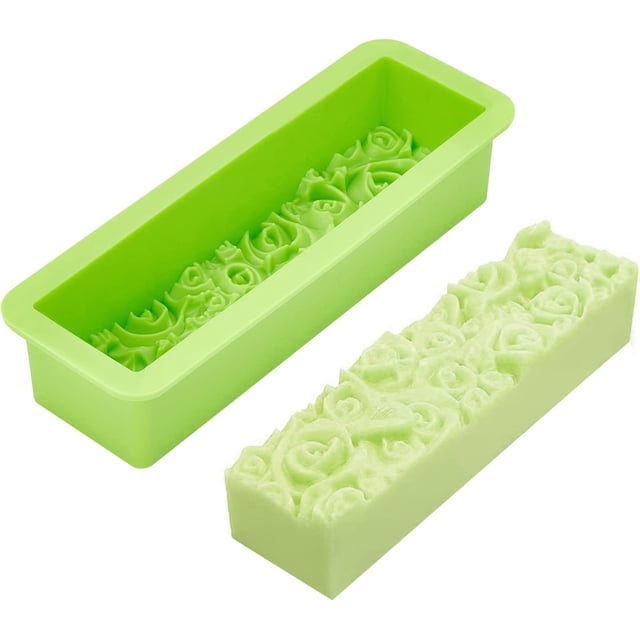 Molde de silicona con forma de flor de rosa, molde para jabón, molde rectangular de resina, moldes para manualidades con relieve 3D