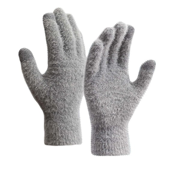 UTSJKR Fall and Winter Warm for Male and Female Students, Plus Velvet and Cold-Proof Touch Screen Gloves Gray