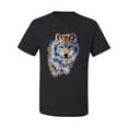 thumbnail image 2 of Wolf Oil Painting Animal Lover Men's Graphic T-Shirt, Black, 2XL, 2 of 3