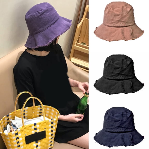 Women's Anti-UV Foldable Cotton Bucket Hat for Summer Beach Vacation Travel