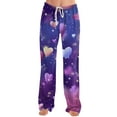thumbnail image 4 of Hearthz Valentines Pajamas Pants for Women Love Heart Graphic Pajama Pants Womens Drawstring Wide Leg Holidays Sleep Pants for Women, 4 of 7