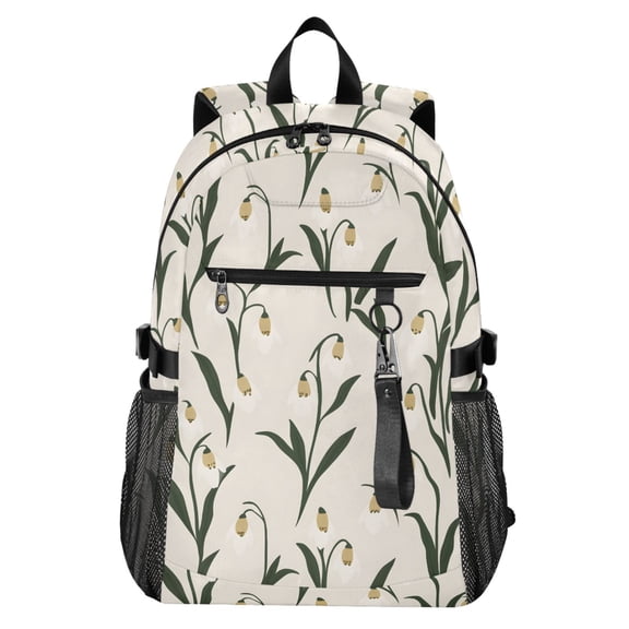 JIALIOU 14" Laptop Backpack Waterproof Airline Approved Stylish Casual Daypack for Travel Business College Work, Minimalist Snowdrop