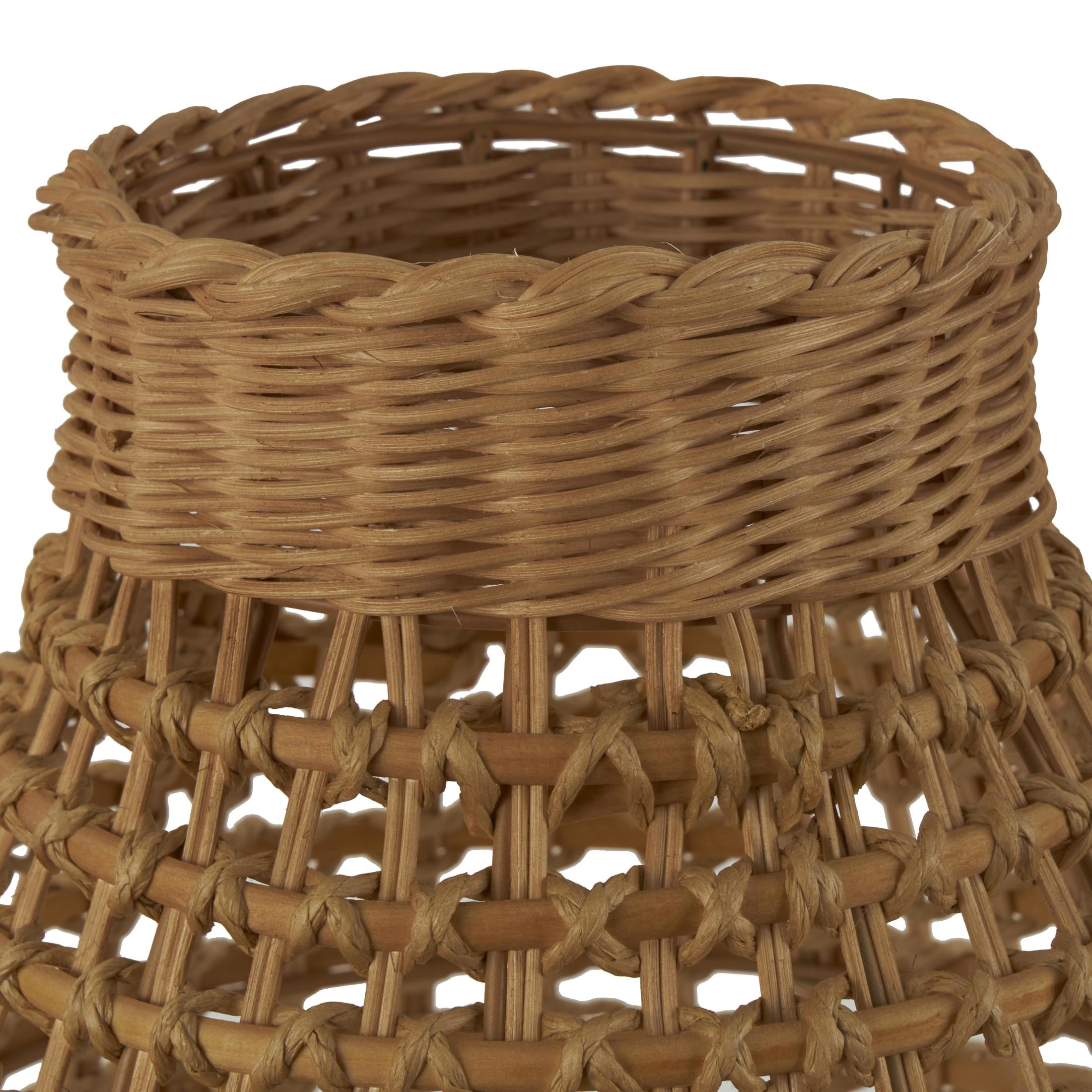 DecMode 30" Handmade Woven Brown Rattan Vase with Open Framed Grid Design
