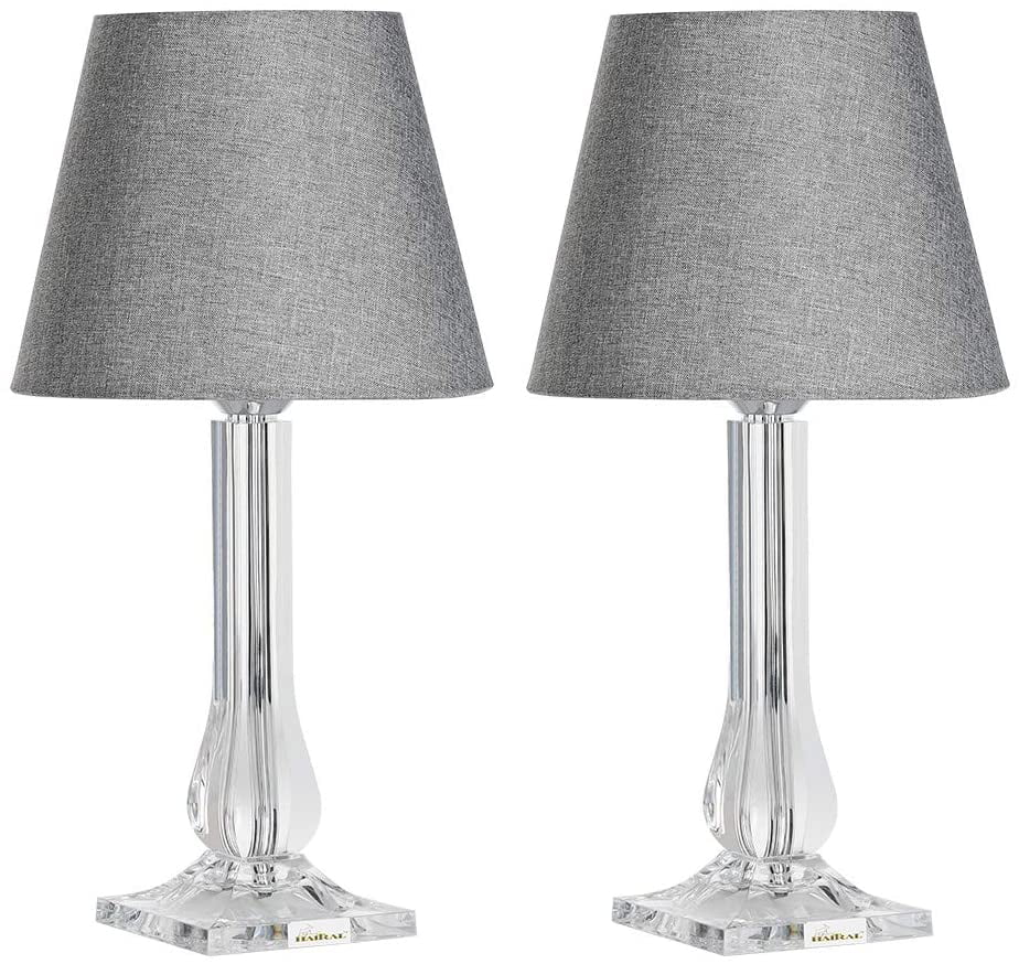 Bedside Table Lamps - Modern Bedside Lamps Set of 2 with Clear Acrylic