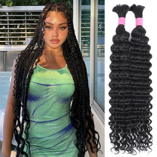 Glosswave Deep Wave para cabello con trenzado humano, 22 pulgadas, 200 g, 2 paquetes