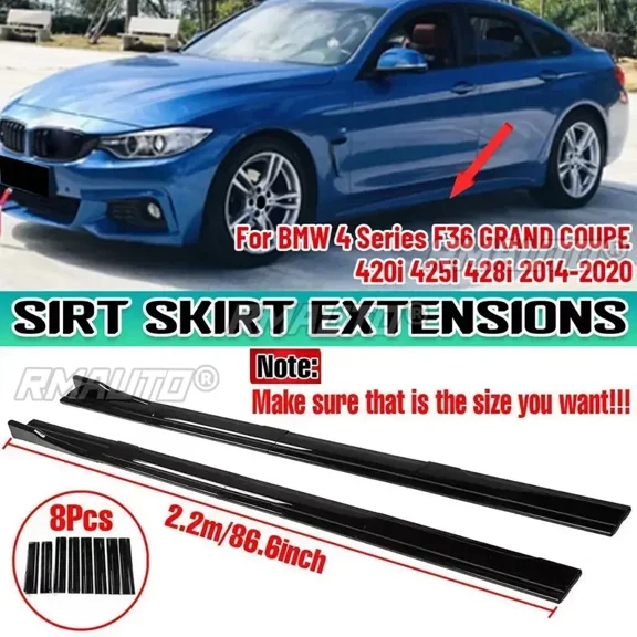 2.2m Side Skirts Extension Rocker Splitters Separator Bumper Diffuser for BMW 4 Series F36 GRAND COUPE 420i 425i 428i 2014-2020