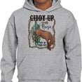 thumbnail image 2 of Giddy up Jingle Horse Hoodie Sweatshirt Unisex Large Grey, 2 of 5