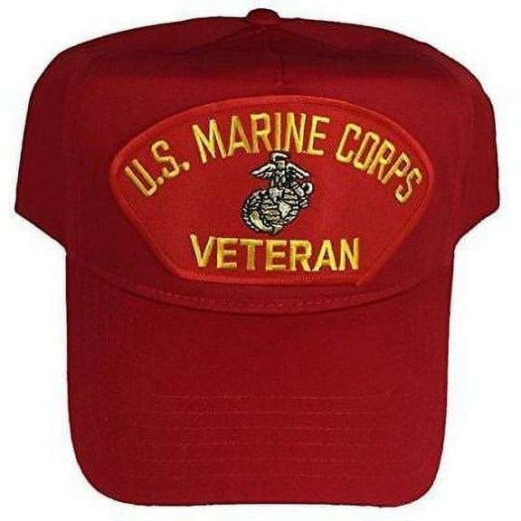 USMC MARINE CORPS VETERAN HAT CAP RED EAGLE GLOBE ANCHOR EGA SEMPER FIDELIS