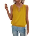 thumbnail image 2 of Tank Top for Women Keyhole V Neck Sleeveless Summer Casual Loose Fit Business Cute Floral Basic Shirt Blouse Yellow M, 2 of 6