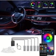 thumbnail image 1 of PENGX 1 Set Car Interior LED Light Strip  RGB 5 In 1 With 236 Inch Fiber Optic  Mood Light Kit  16 Million Colors Car Neon Light  Sync With Music APP Control  For Doors  Consoles And Dash, 1 of 7