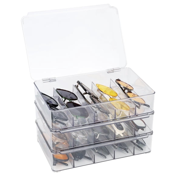 Organizador de gafas de sol FORUP, de plástico, apilable, 3 unidades, transparente