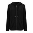 thumbnail image 7 of Women's Zip Up Jackets Fall Long Sleeve Hoodies Knit Sweater Solid Color Full Zip Hooded Sweatshirts Loose Comfortable Fleece Jacket Outdoor Coat for Women, 7 of 7