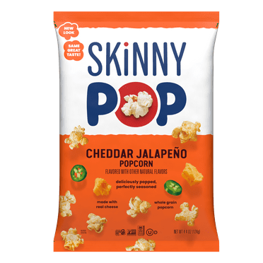 Skinnypop Gluten Free Cheddar Jalapeno, 4.4 oz Sharing Size Bag, Skinny Pop, Healthy Popcorn Snacks