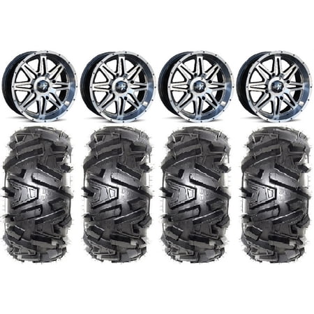MSA Dark Tint Vibe 14 UTV Wheels 27 Moto MTC Tires Kawasaki Mule Pro FXT