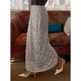 thumbnail image 2 of Silver Sequin Embellished Maxi Skirt With Side Slit For Women Holiday Party Elegant Evening Wear, 2 of 7