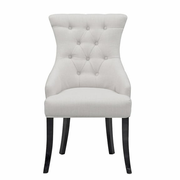 Set of 2 Alei Beige Fabric Dining Chair Wing Chair with Tufted Buttons