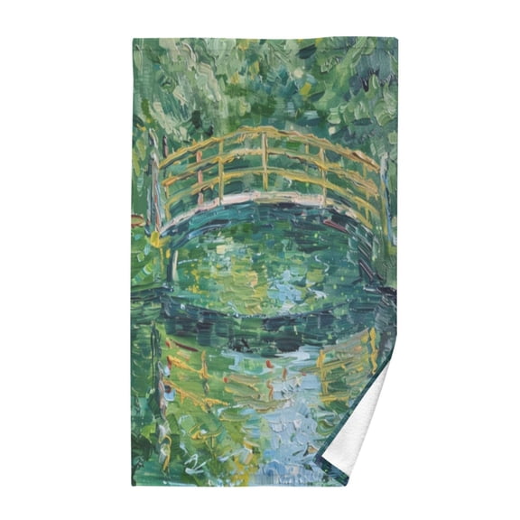 Pure Cotton Face Towel 16x28 Inches Hand Towel Bath Towel Hand Bath Towels Soft Good Water Absorption for Washing Face Wiping Face Cartoon Green Bridge