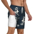 thumbnail image 2 of Kdxio Vintage Marine Print Men'S Swim Trunks With Compression Liner 7 Inch Inseam Quick Dry Swim Shorts, 2 of 7