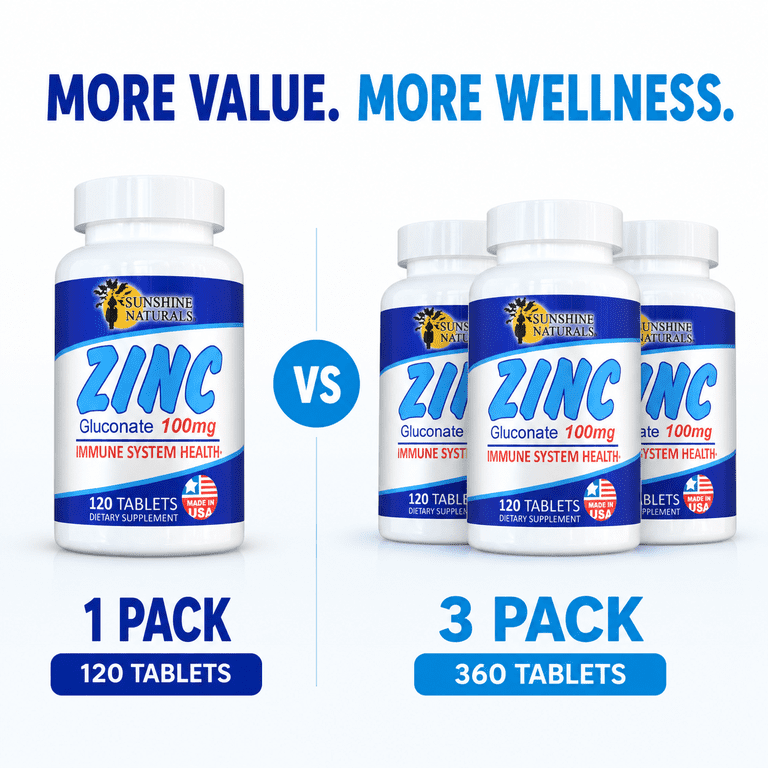 Sunshine Naturals Zinc Gluconate 100mg, 120 Tablets photo 7